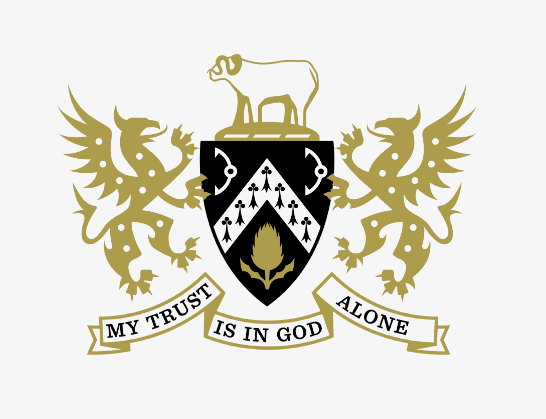 The new coat of arms complete with motto.