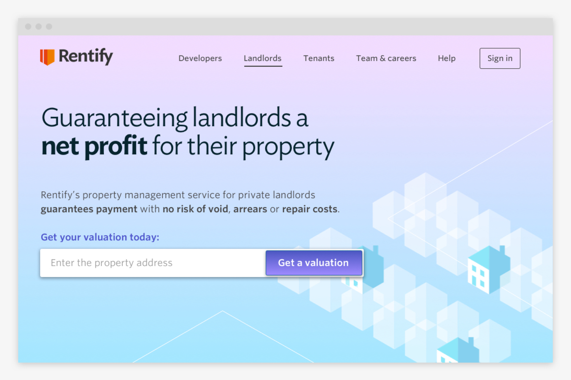 Rentify's landlord targeting page.