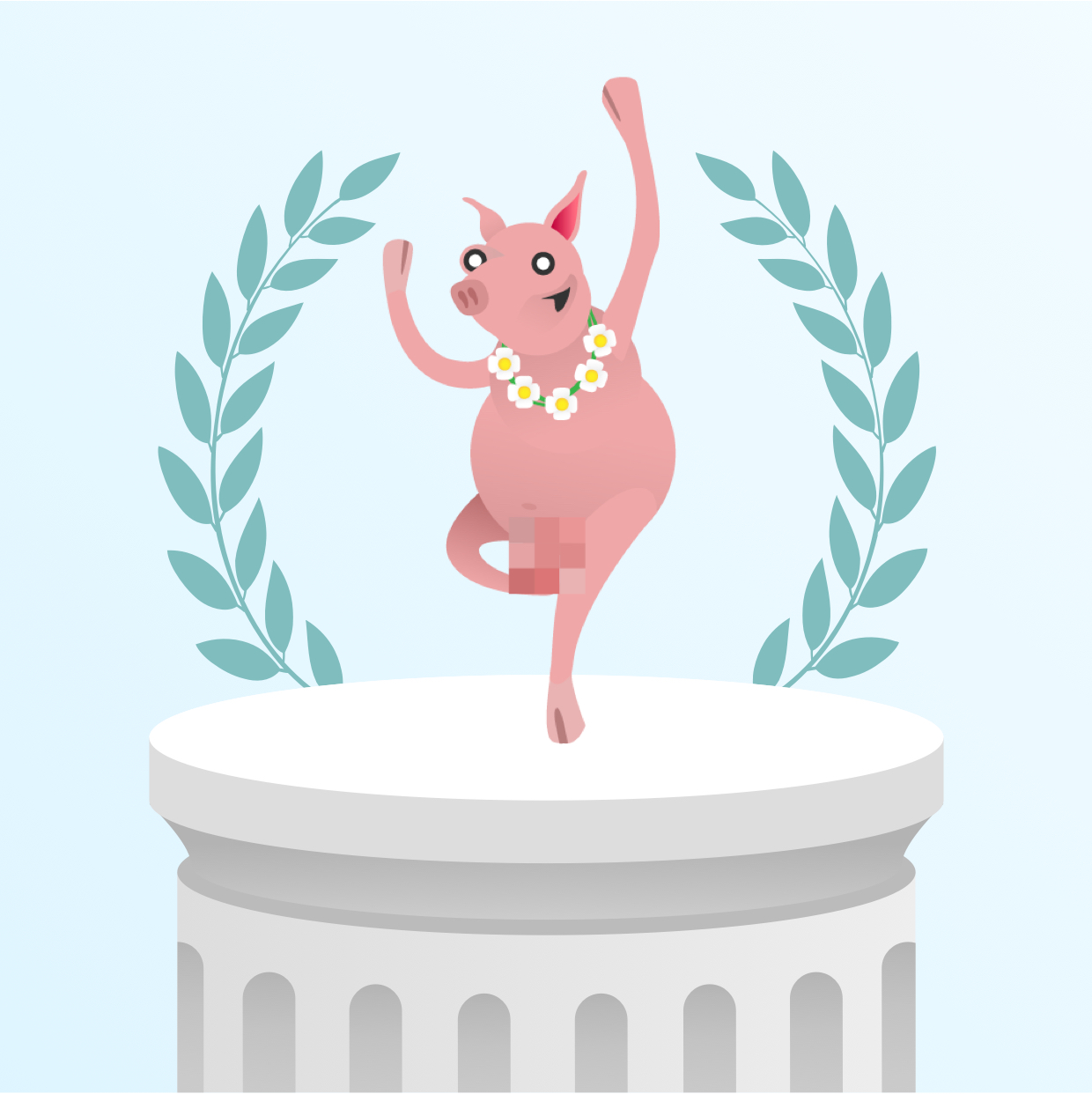 A tenant's pig avatar celebrated completing their application.